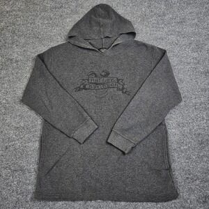 Harley Davidson Thermal Waffle Knit Hoodie Mens XL Dark Grey Graphic Pullover